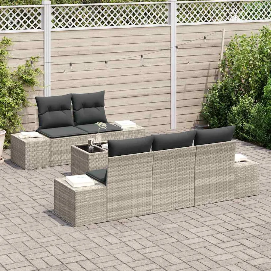 Ensemble de canapé de jardin 6 pcs Gris clair et gris foncé - 3