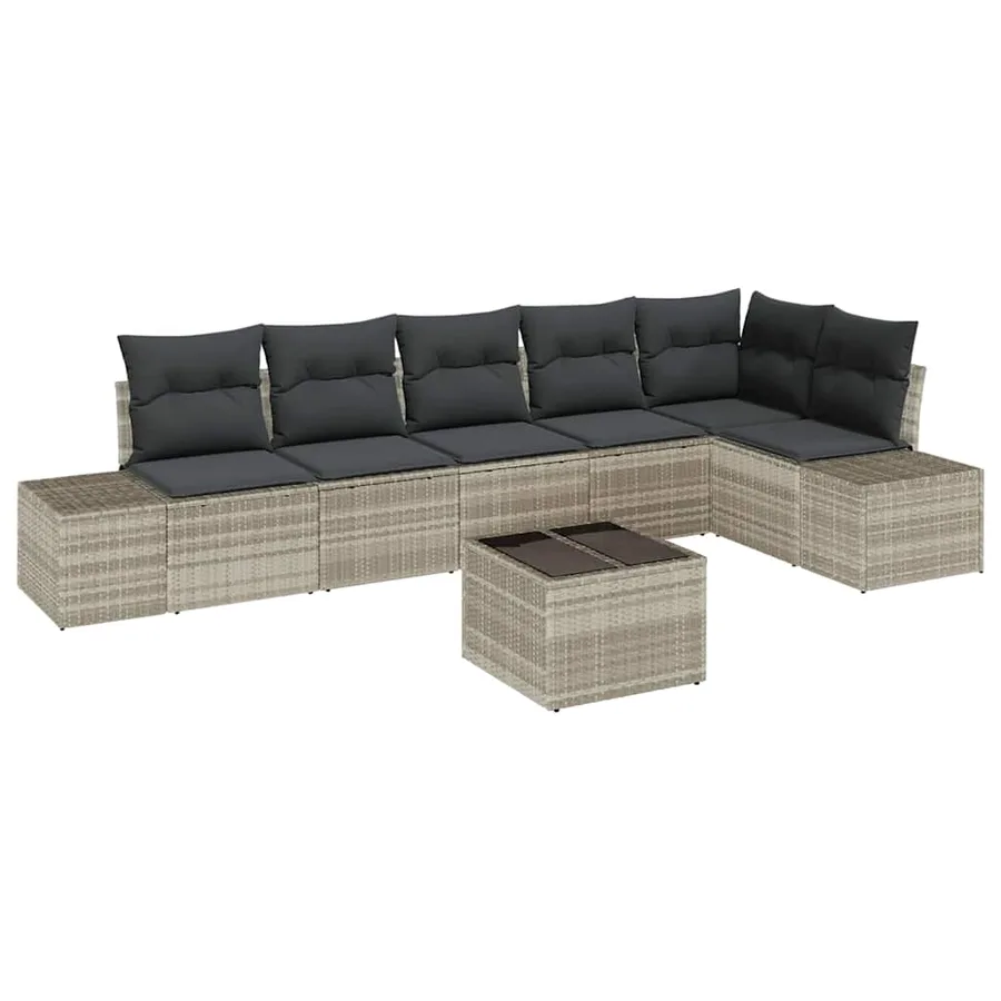 Ensemble de canapé de jardin avec stockage Gris clair polyrotin - 2