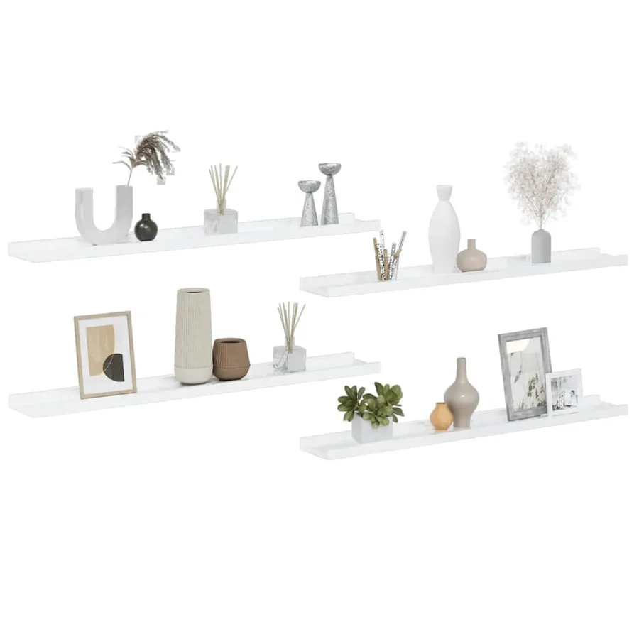 Étagères murales 4 pcs Blanc brillant 80x9x3 cm - 4