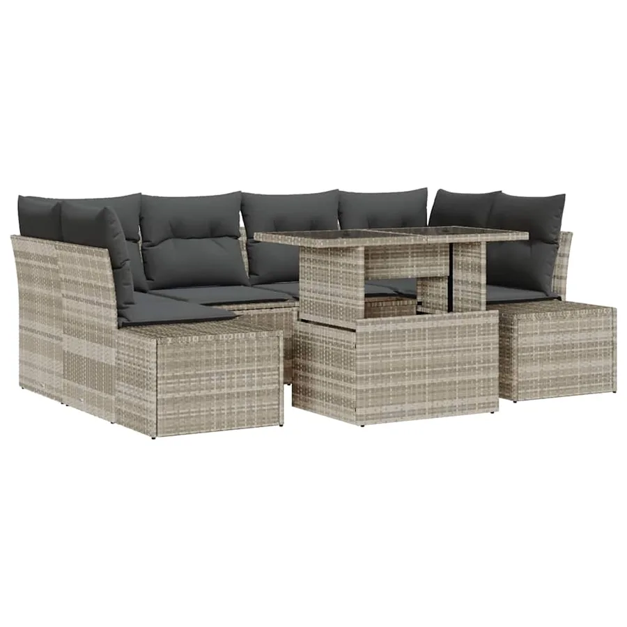 Ensemble de canapé de jardin 7 pcs Gris clair et gris foncé - 2
