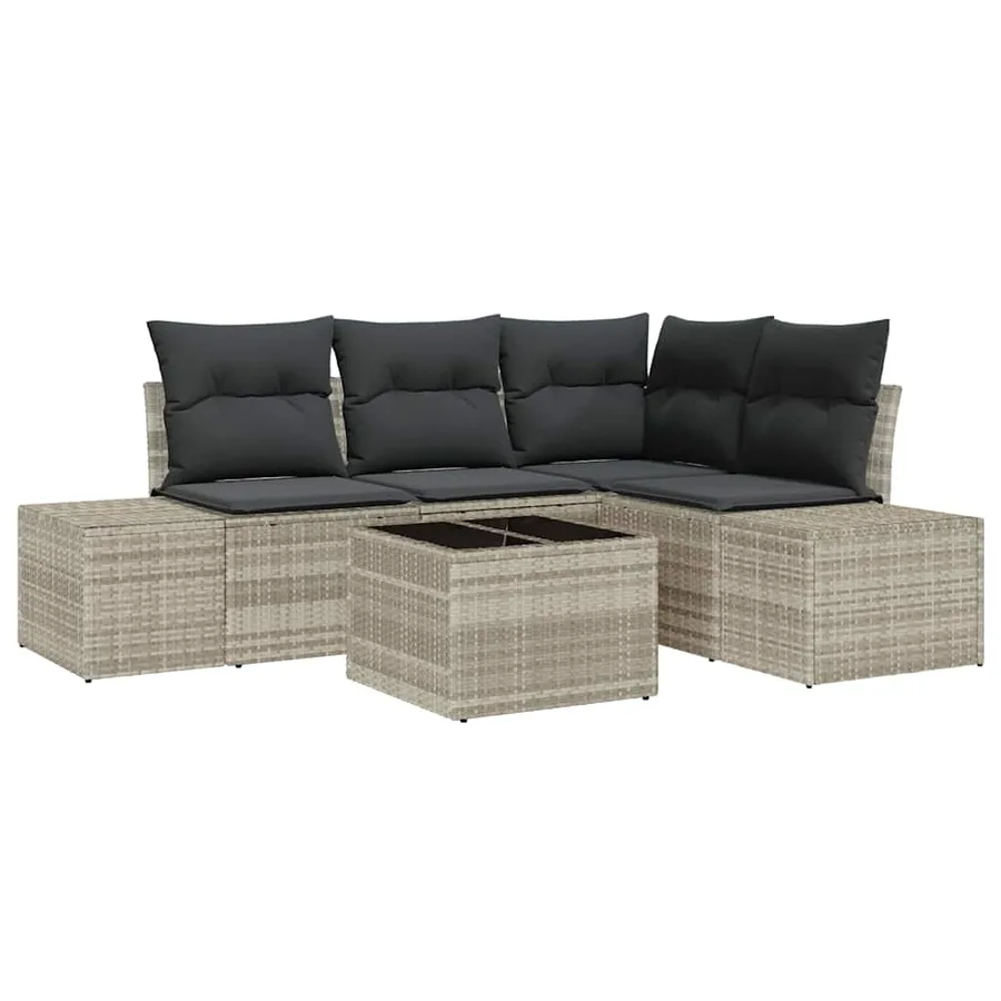 Ensemble de canapé de jardin avec stockage Gris clair polyrotin - 2