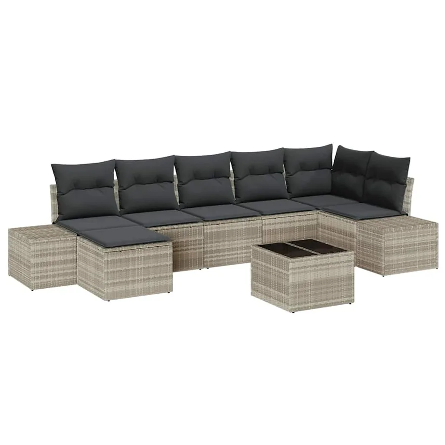 Ensemble de canapé de jardin 7 pcs Gris clair polyrotin - 2