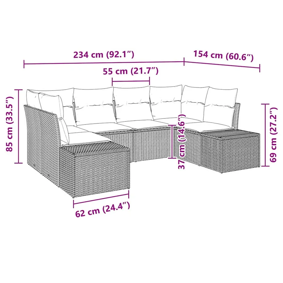 Ensemble de canapé de jardin 6 pcs Gris clair Poly rotin - 12