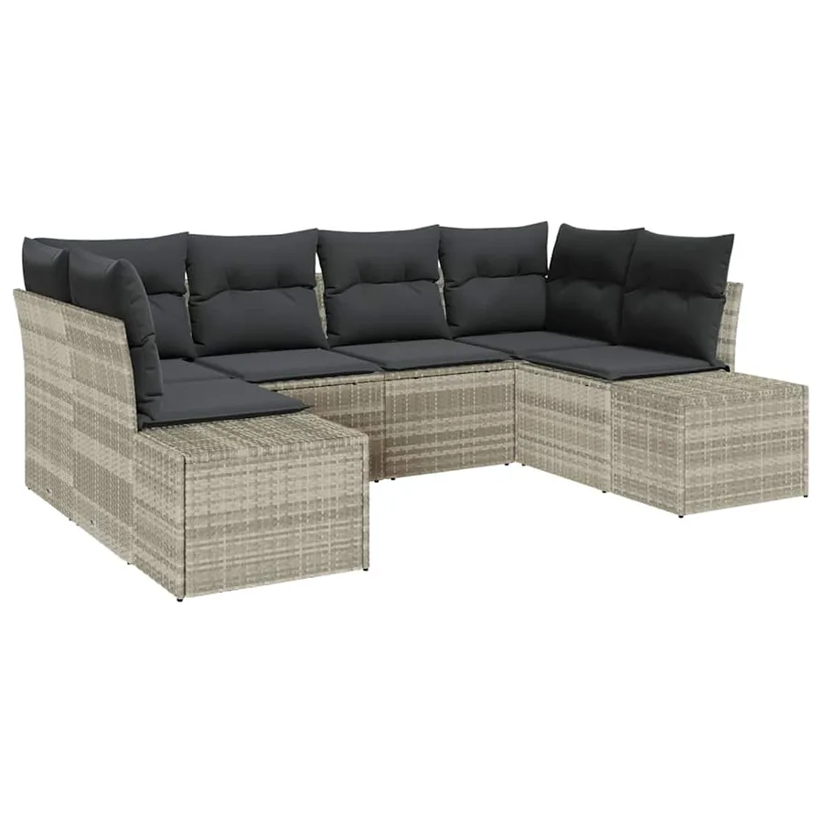 Ensemble de canapé de jardin 6 pcs Gris clair Poly rotin - 2