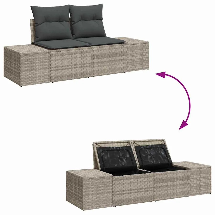Ensemble de canapé de jardin 6 pcs Gris clair Poly rotin - 9