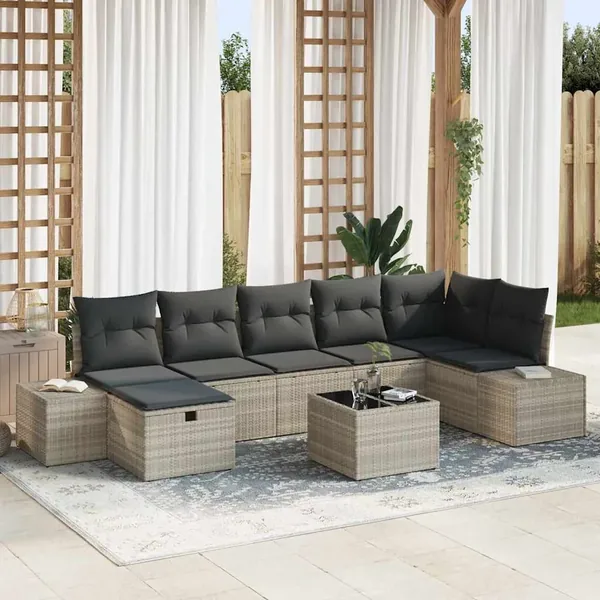 Ensemble de Canapés avec coussin 8 pcs polyrotin