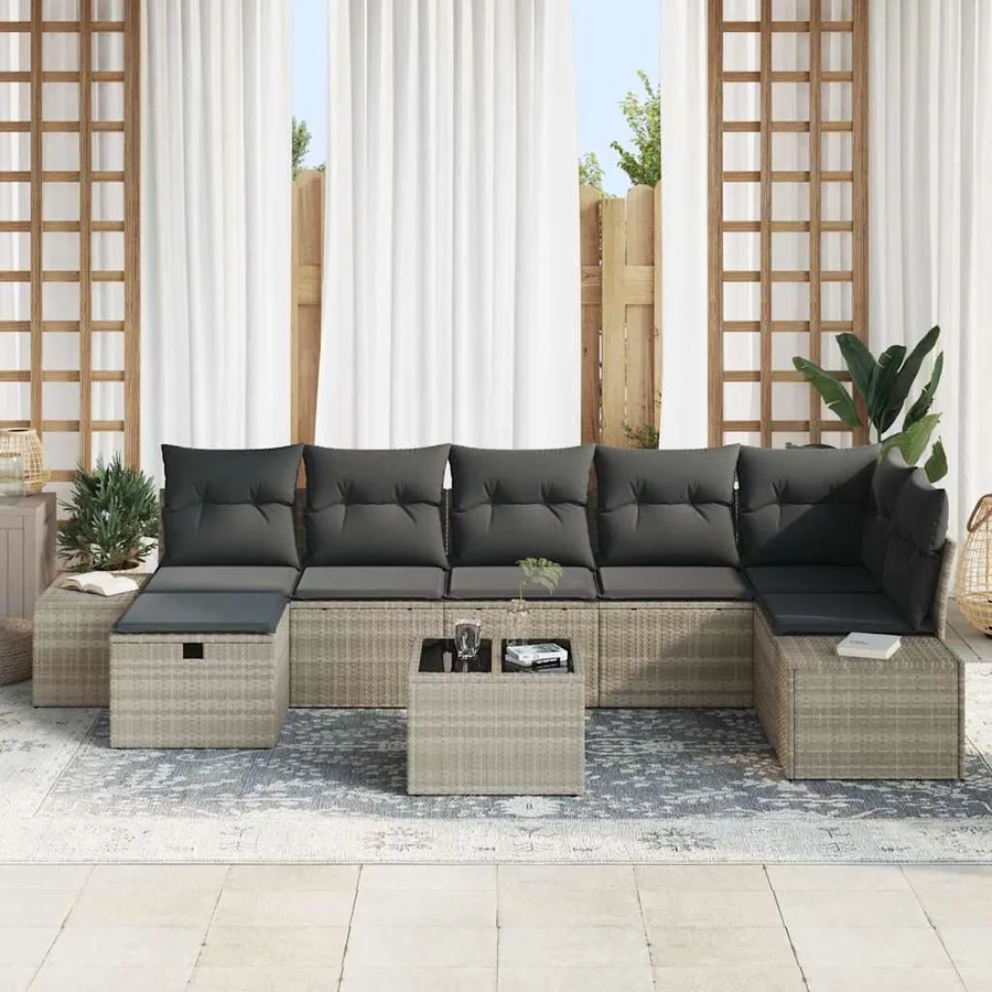 Ensemble de Canapés avec coussin 8 pcs polyrotin - 3