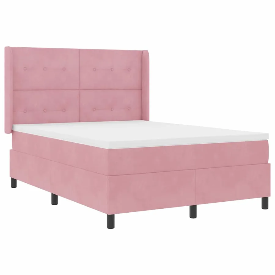 Lit à ressorts avec bandes LED Rose 140 x 190 cm Velours - 2