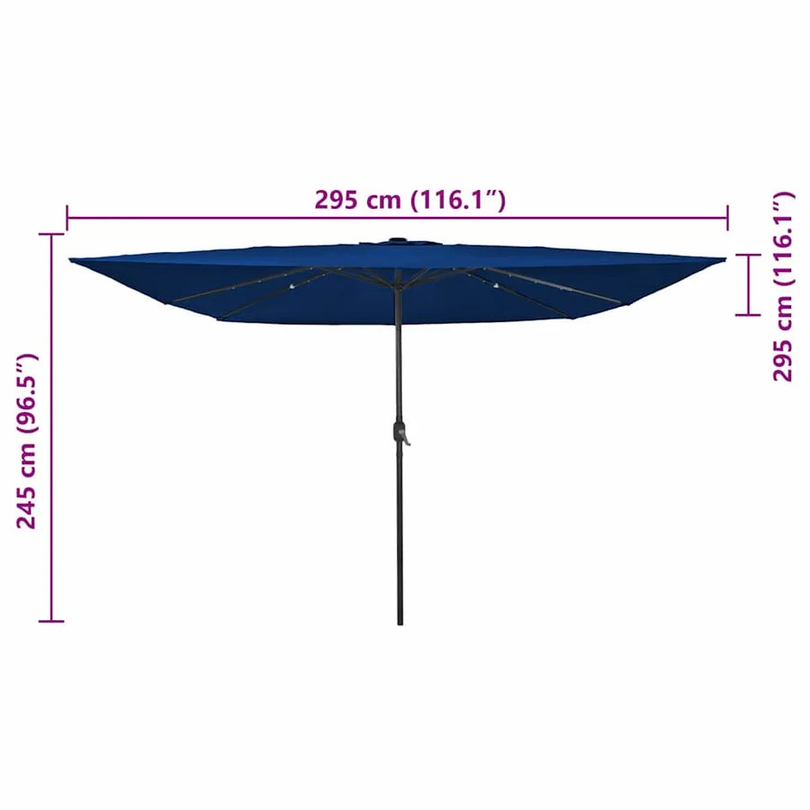 Parasol de jardin 295 x 295 x 245 cm Polyester et Acier Azur - 8