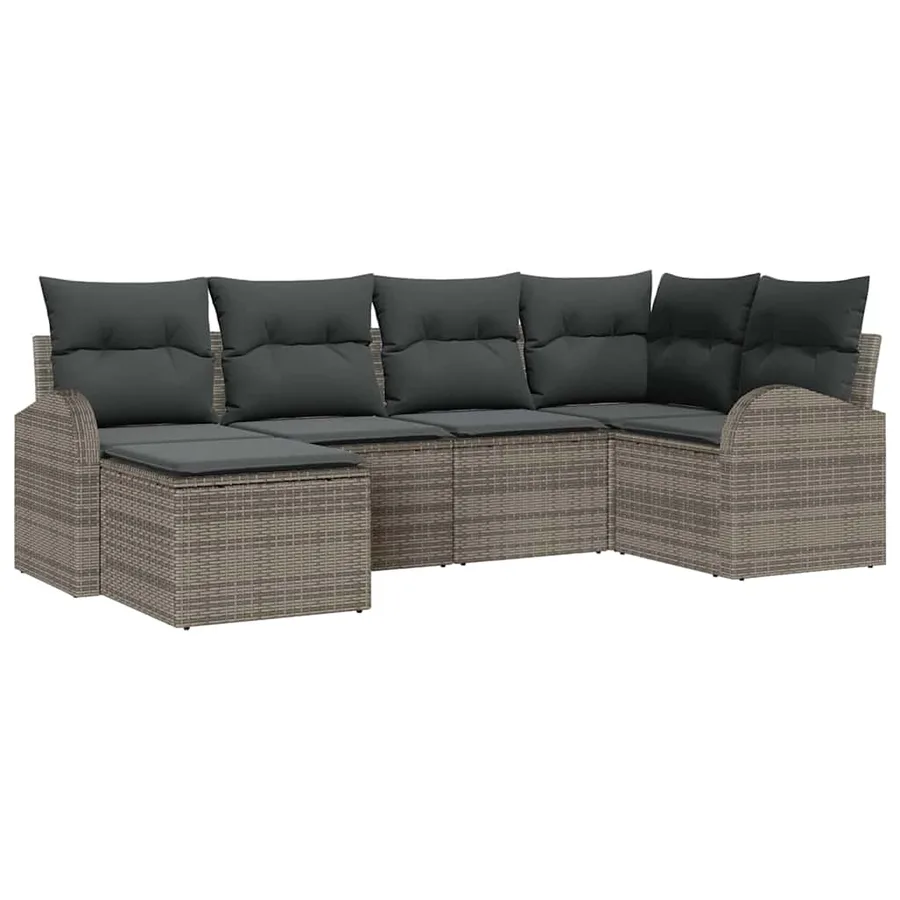 Ensemble de canapé de jardin 6 pcs Gris polyrotin - 2