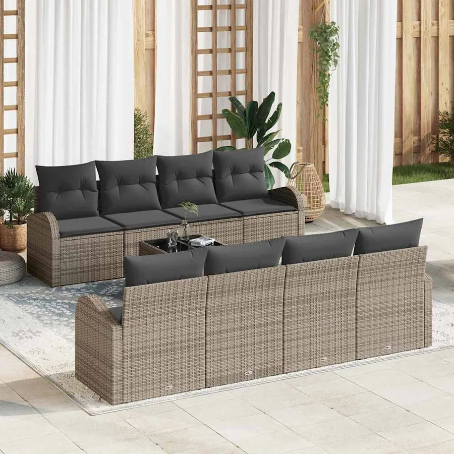 Ensemble de canapé de jardin Gris 55 x 55 x 37 cm polyrotin