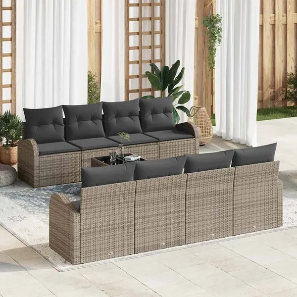 Ensemble de canapé de jardin Gris 55 x 55 x 37 cm polyrotin