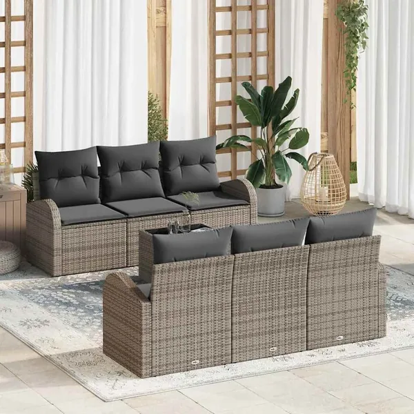 Ensemble de canapé de jardin Gris 55 x 55 x 37 cm polyrotin