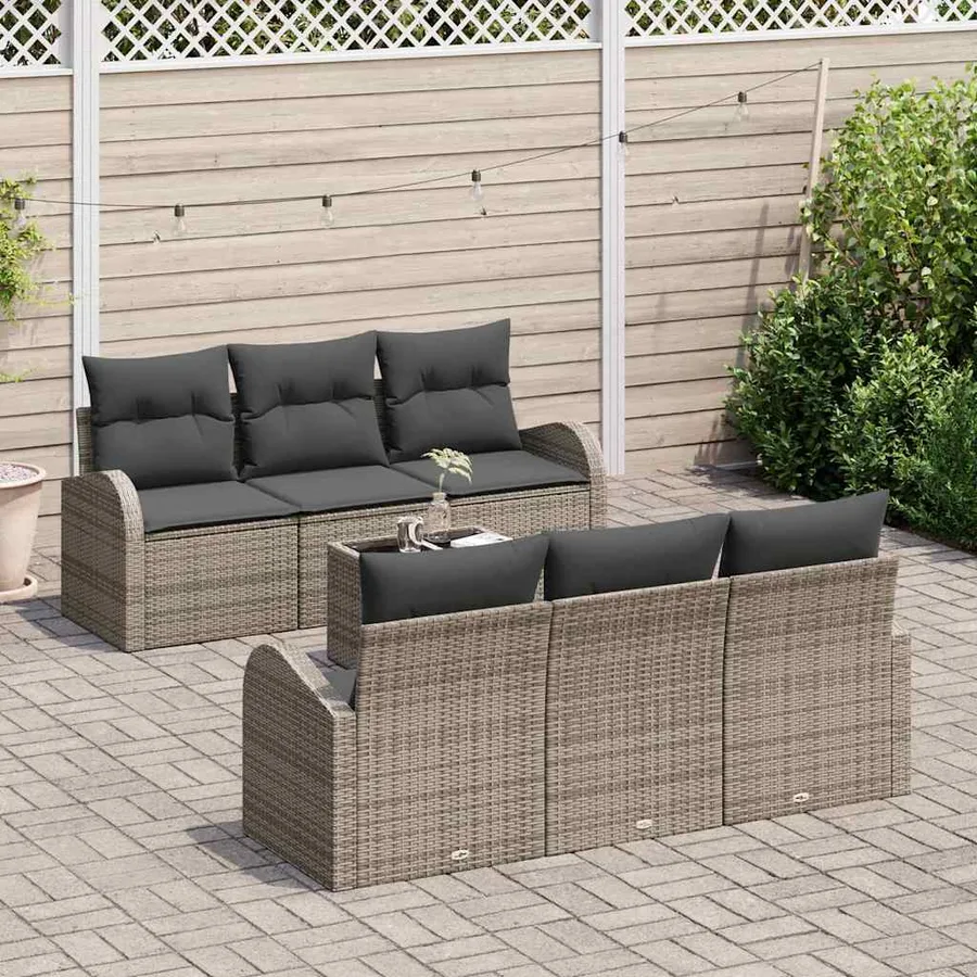 Ensemble de canapé de jardin Gris 55 x 55 x 37 cm polyrotin - 3