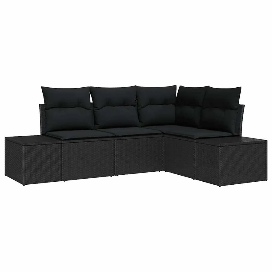 Ensemble de canapé de jardin 4 pcs Noir polyrotin - 2