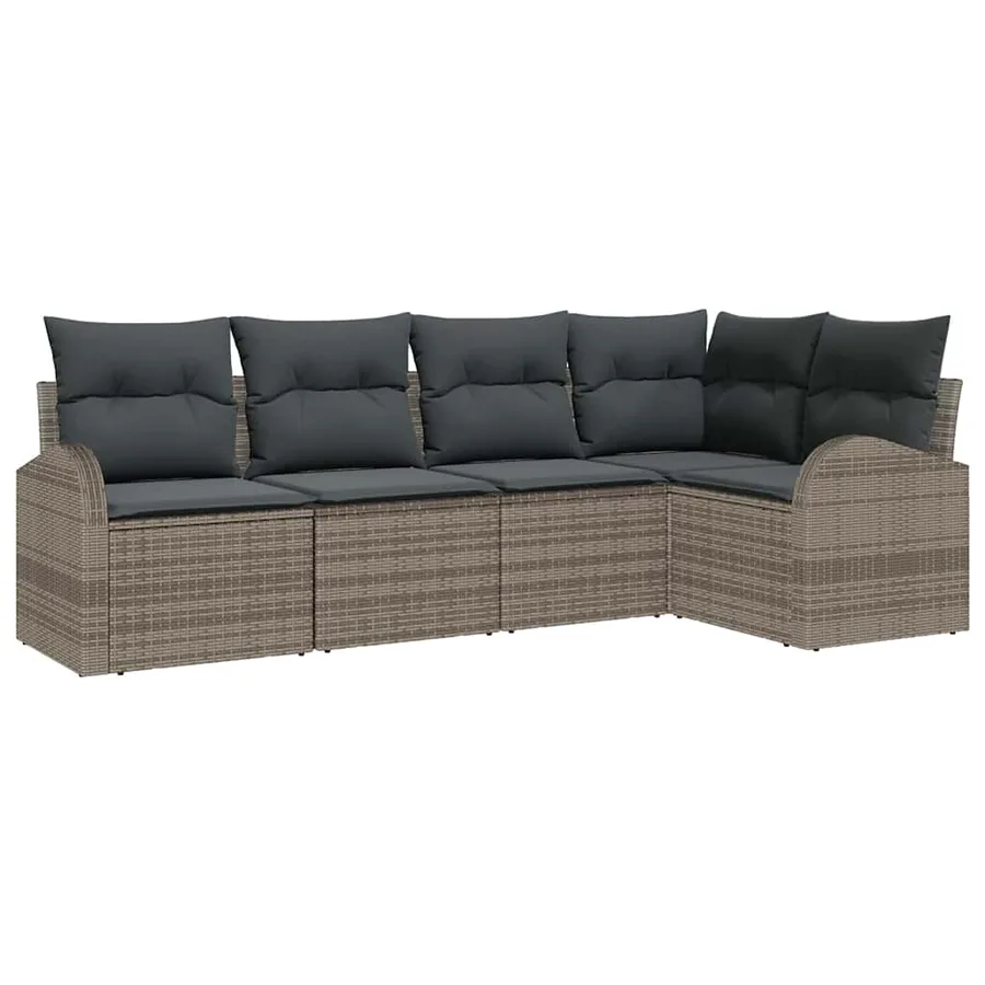 Ensemble de Canapés avec coussin 5 pcs Gris Polyester - 2
