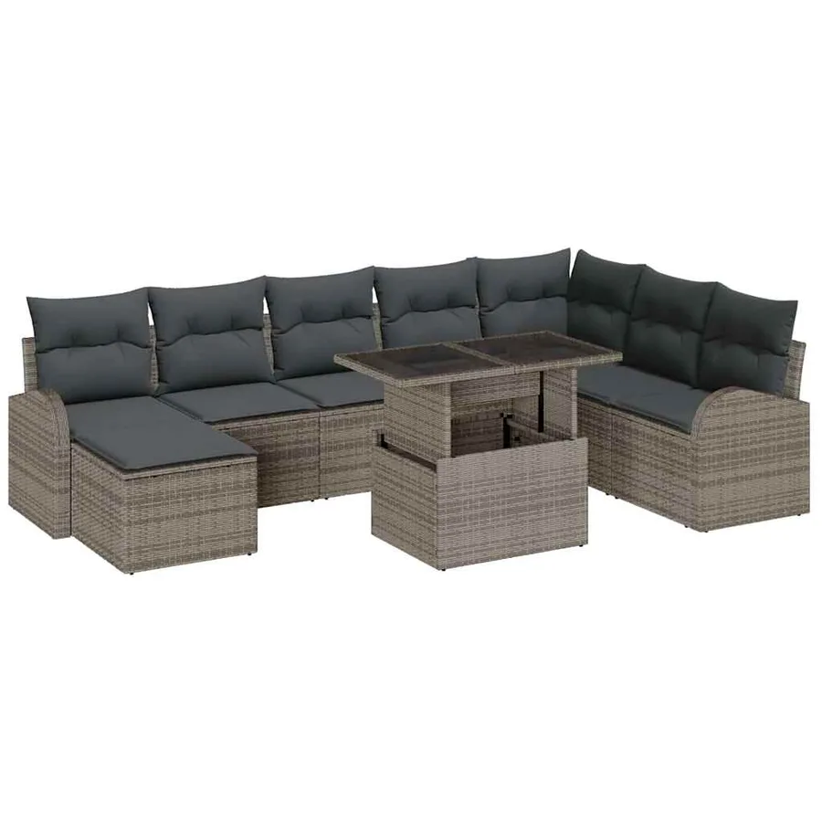 Ensemble de canapé de jardin avec coussin 9 pcs Gris - 2