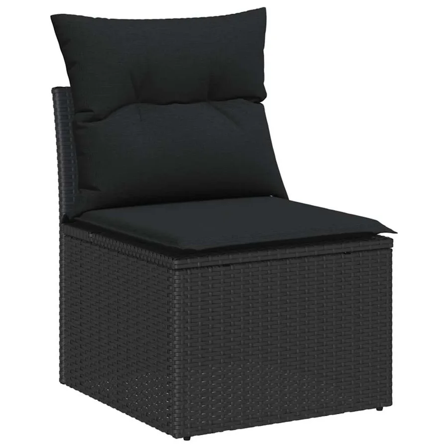 Ensemble de Canapés avec coussin 4 pcs Noir polyrotin - 6