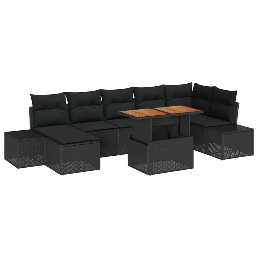 Ensemble de canapé de jardin avec coussin 8 pcs Noir et Marron - 2