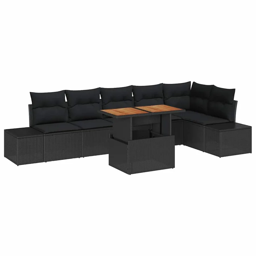 Ensemble de canapé de jardin 7 pc Noir et Marron - 2