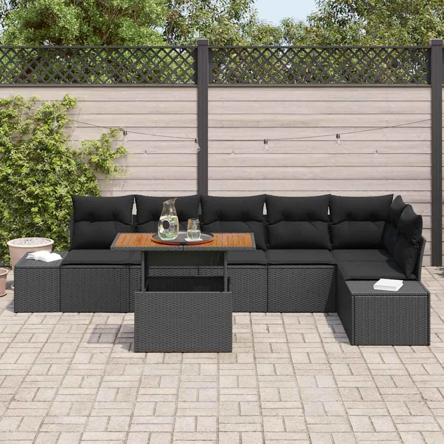 Ensemble de canapé de jardin 7 pc Noir et Marron - 3