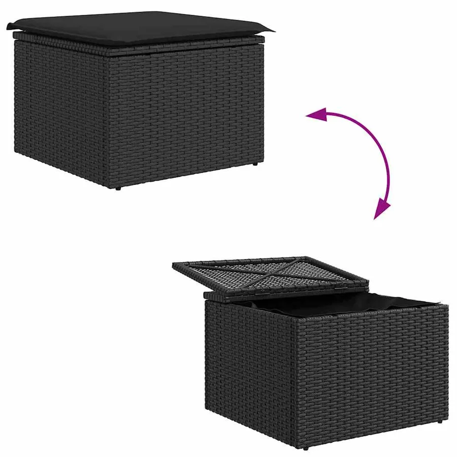 Ensemble de canapé de jardin avec coussin 6 pcs Noir polyrotin - 14