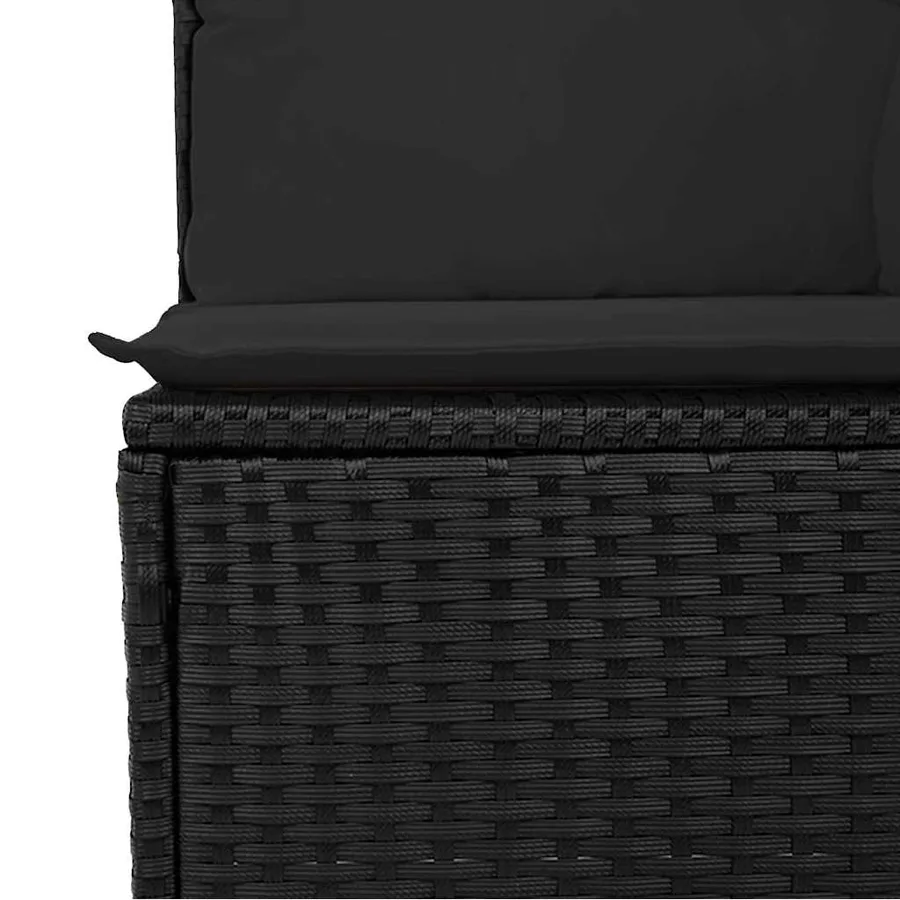 Ensemble de canapé de jardin avec coussin 6 pcs Noir polyrotin - 9