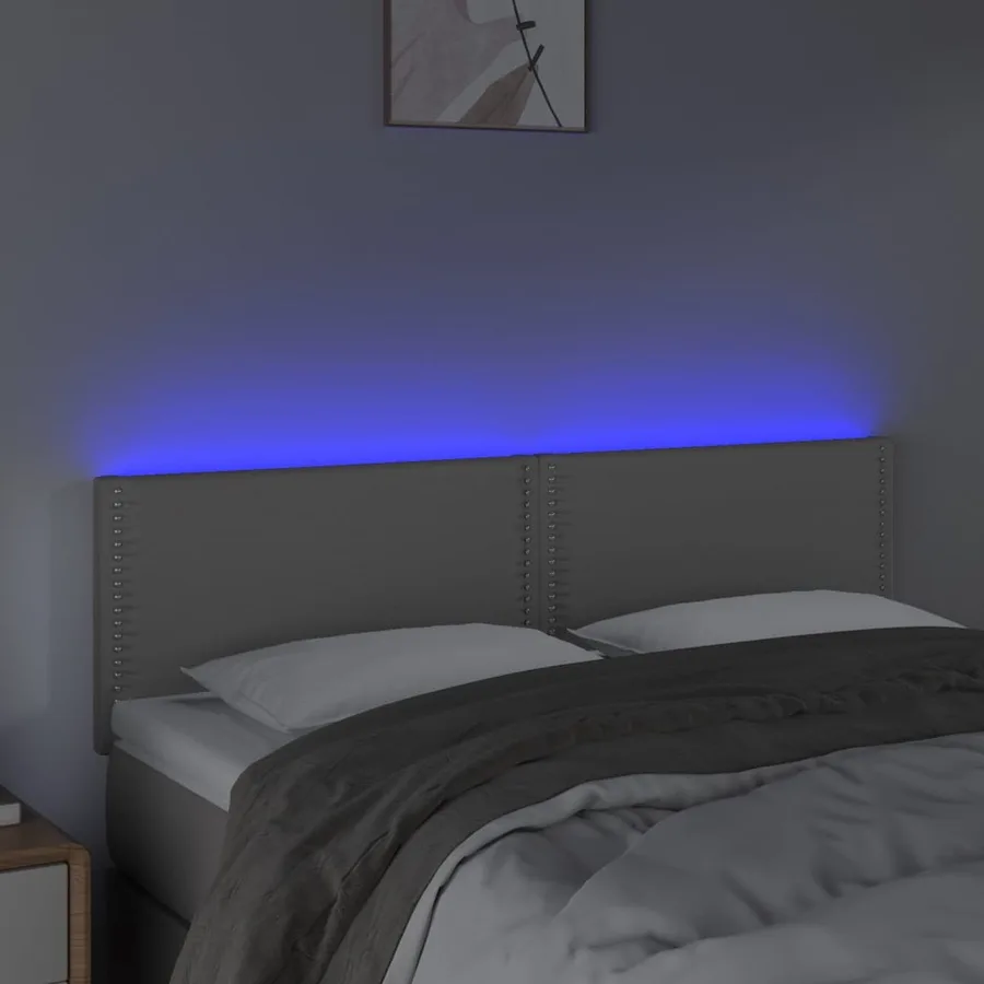 Tête de lit à LED Gris 144x5x78/88 cm Similicuir - 3