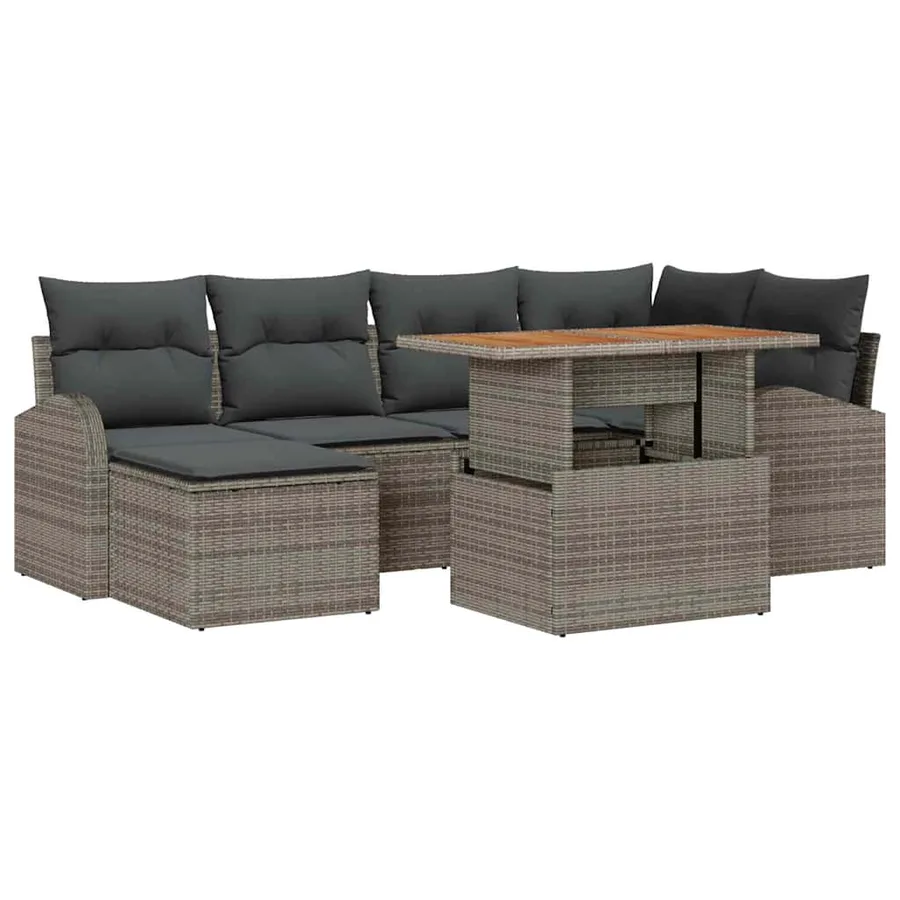 Ensemble de canapé de jardin avec coussin 7 pcs Gris - 2