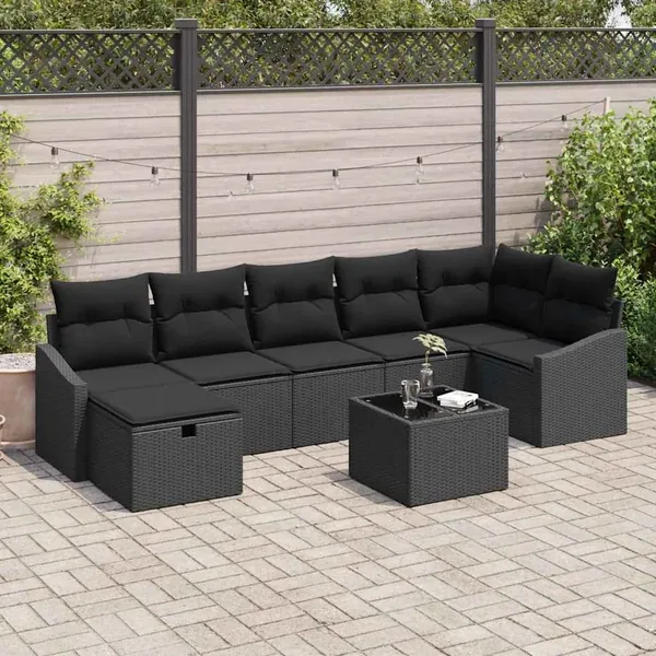 Ensemble de Canapés avec coussin 8 pcs polyrotin
