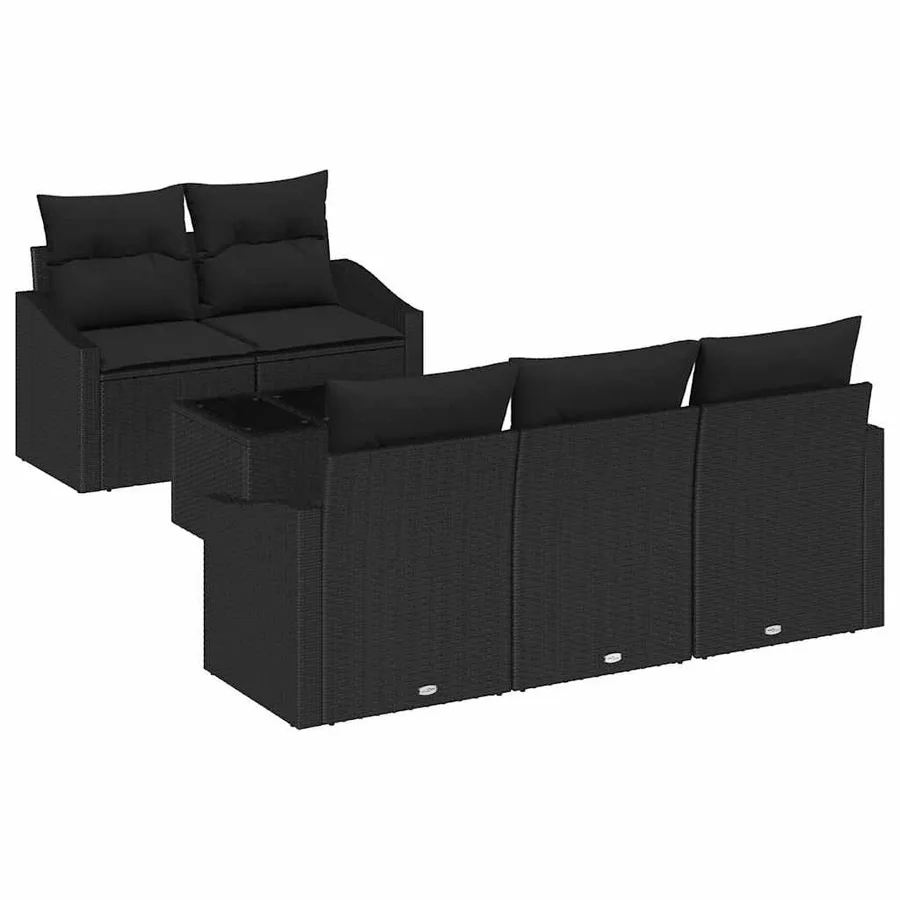 Ensemble de Canapés avec coussin 6 pcs Noir polyrotin - 2