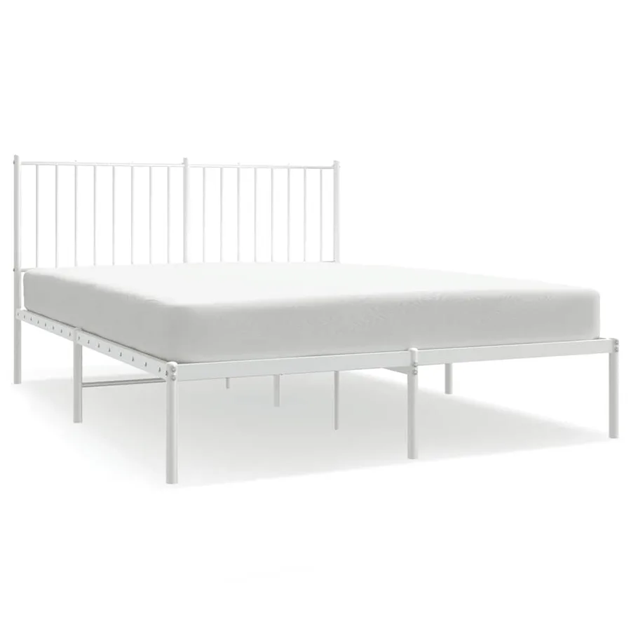 Cadre de lit métal sans matelas et tête de lit blanc 140x200 cm - 2