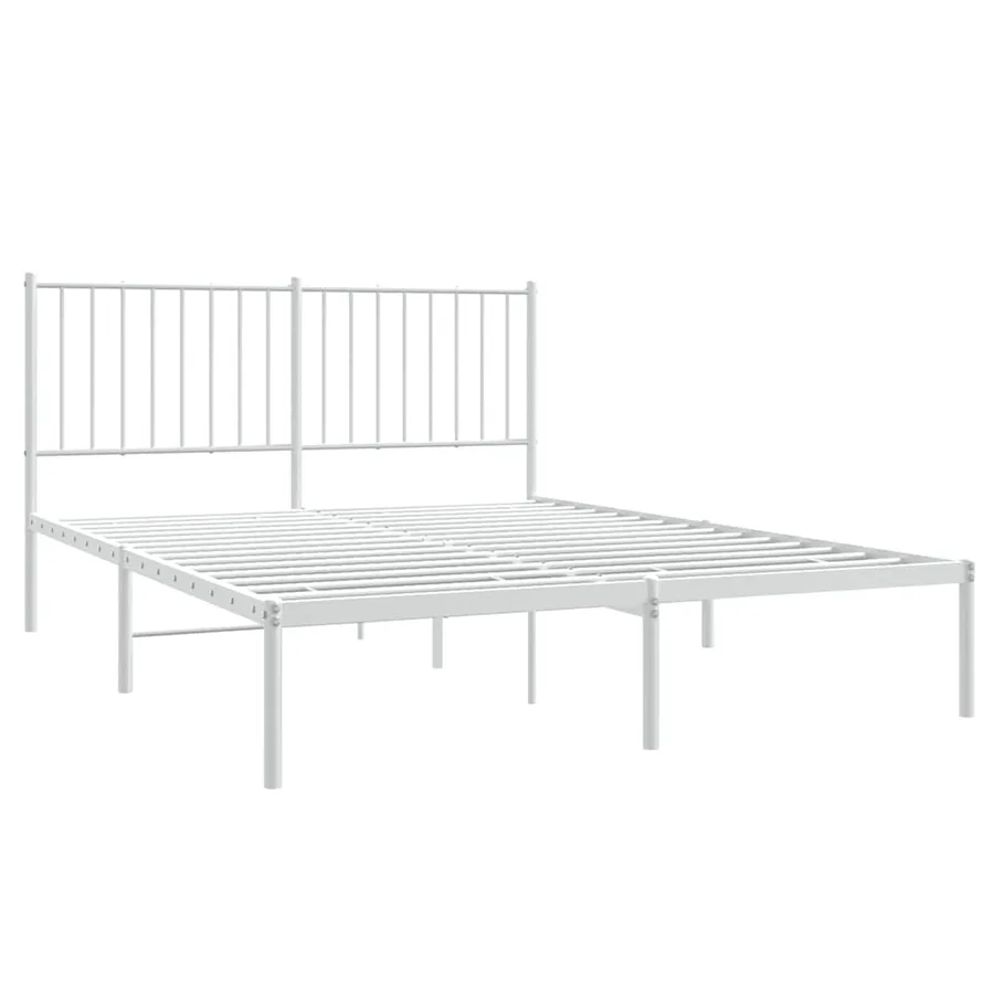 Cadre de lit métal sans matelas et tête de lit blanc 140x200 cm - 3