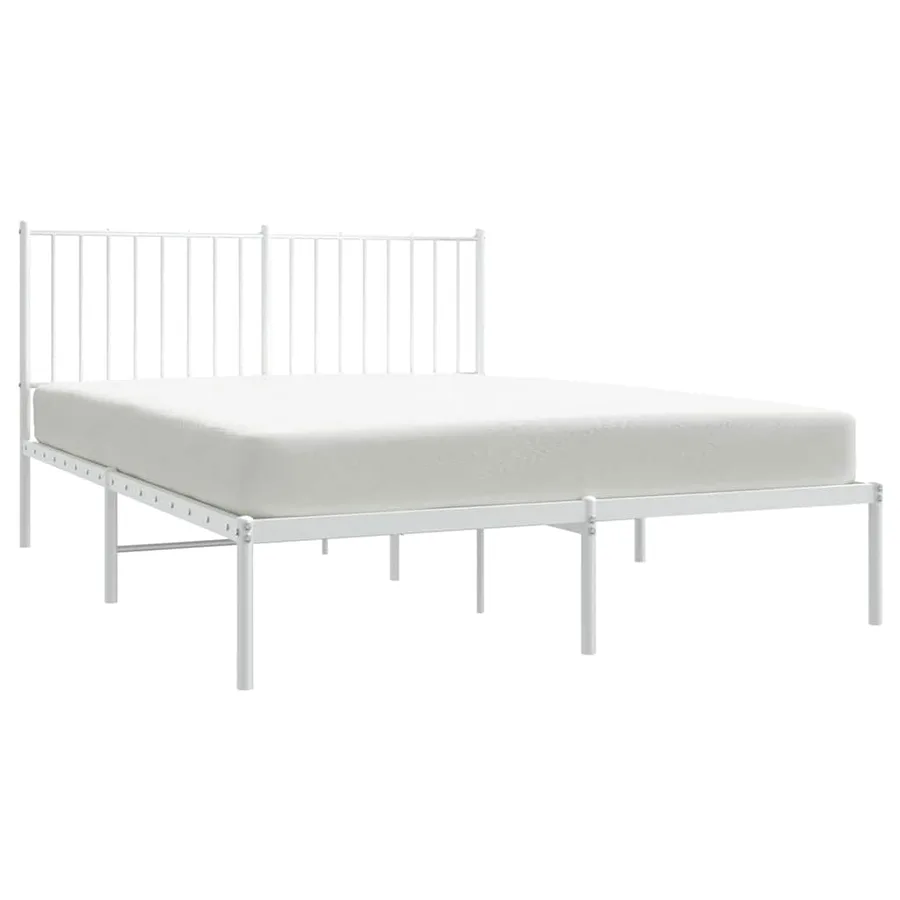 Cadre de lit métal sans matelas et tête de lit blanc 140x200 cm - 4
