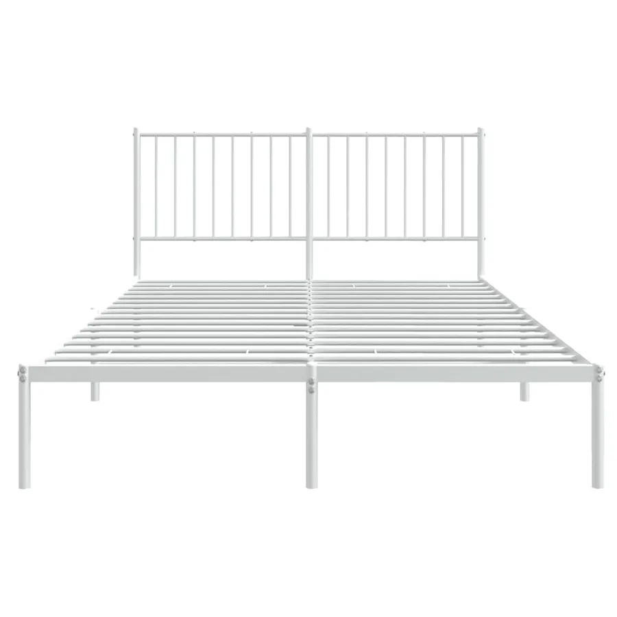 Cadre de lit métal sans matelas et tête de lit blanc 140x200 cm - 5