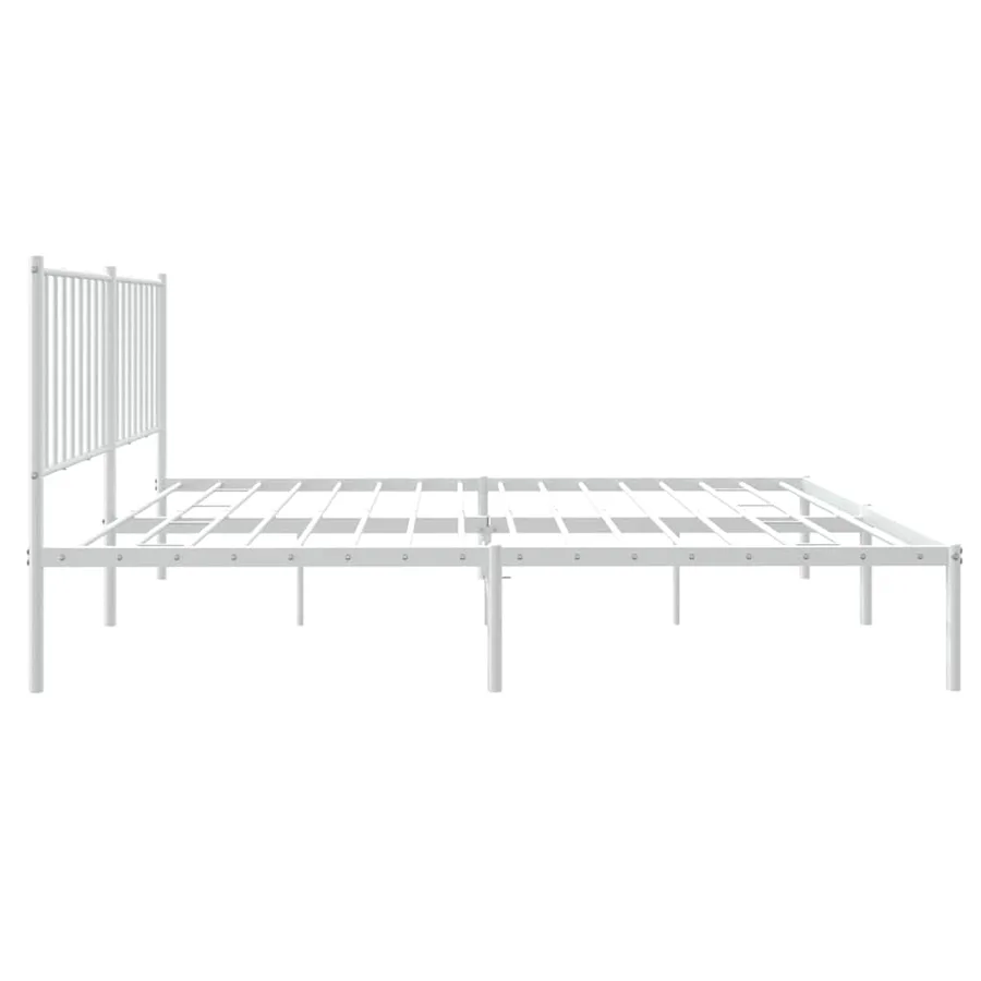 Cadre de lit métal sans matelas et tête de lit blanc 140x200 cm - 6