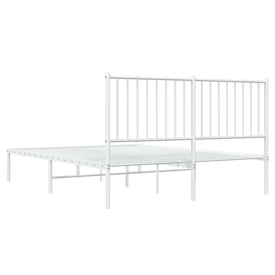Cadre de lit métal sans matelas et tête de lit blanc 140x200 cm - 7