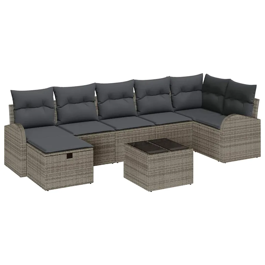 Ensemble de Canapés avec coussin avec stockage Gris polyrotin - 2
