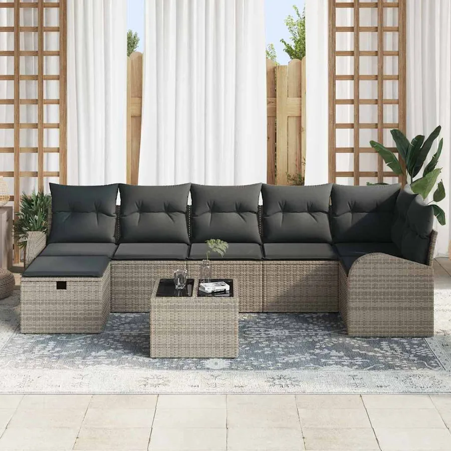 Ensemble de Canapés avec coussin avec stockage Gris polyrotin - 3