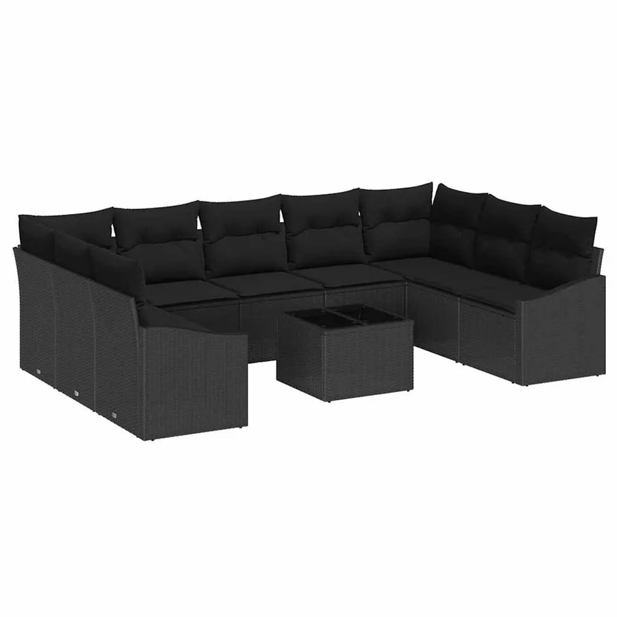 Ensemble de canapé de jardin avec stockage Noir polyrotin - 2