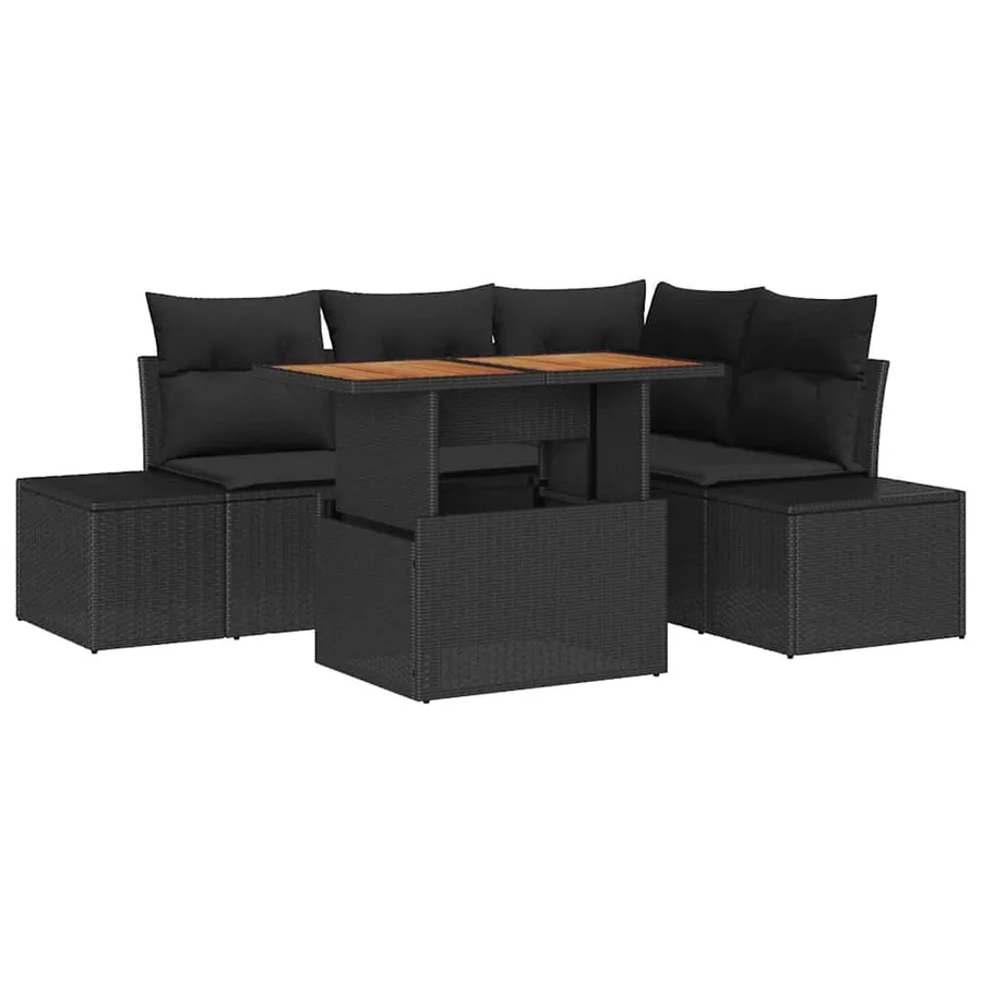 Ensemble de canapé de jardin 5 pc Noir et Marron - 2