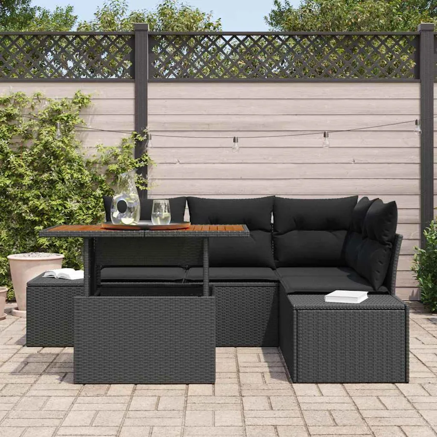 Ensemble de canapé de jardin 5 pc Noir et Marron - 3