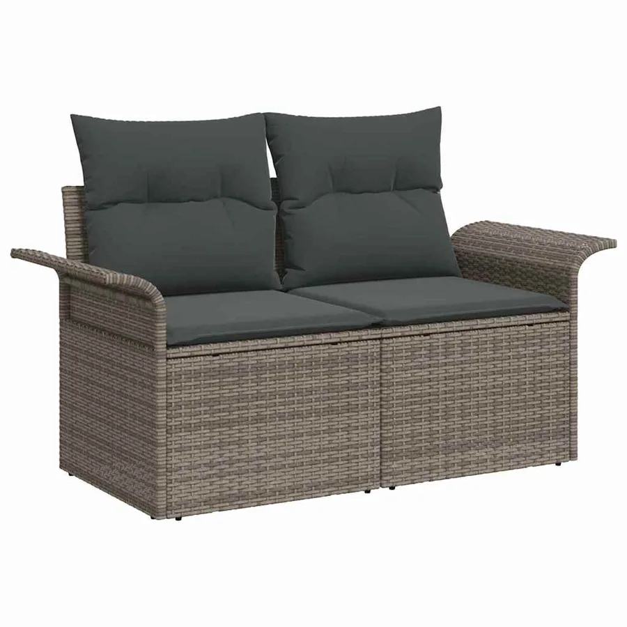 Ensemble de Canapés avec coussin 4 pcs Gris polyrotin - 5