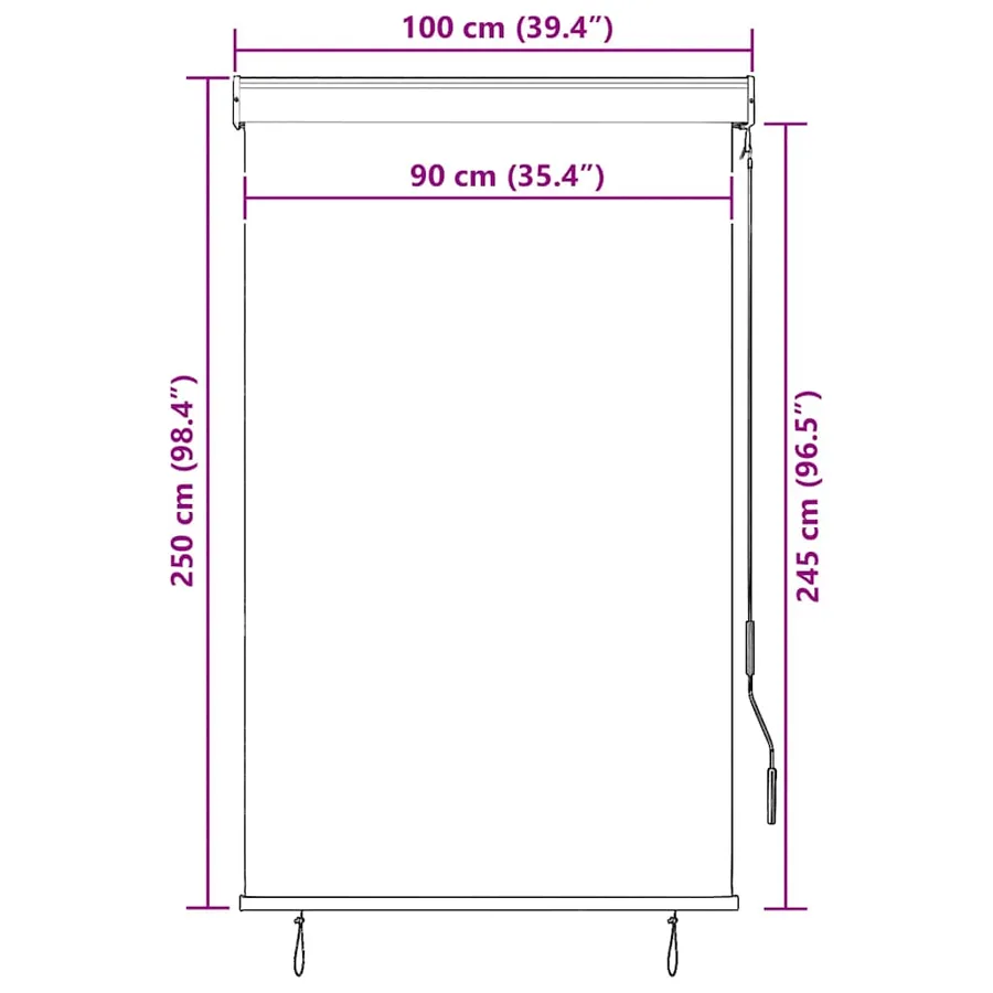 Store roulant d'extérieur 100x250 cm Blanc et orange - 10