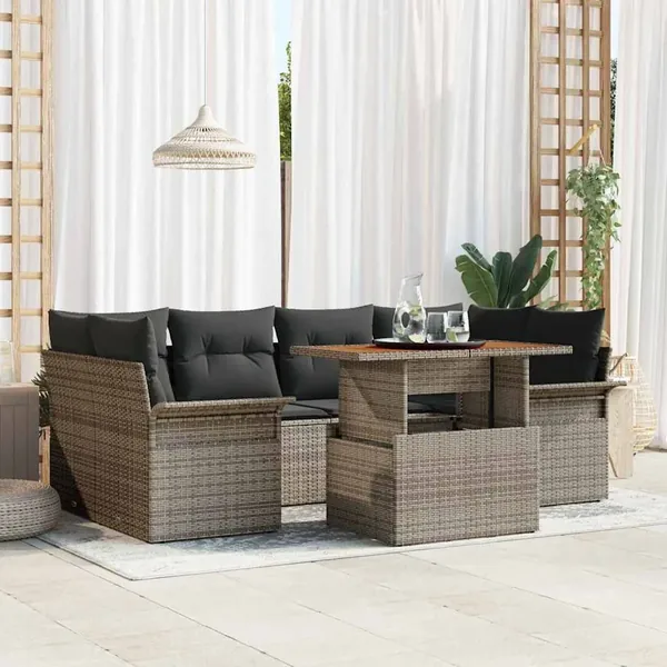 Ensemble de canapé de jardin avec coussin 7 pcs Gris