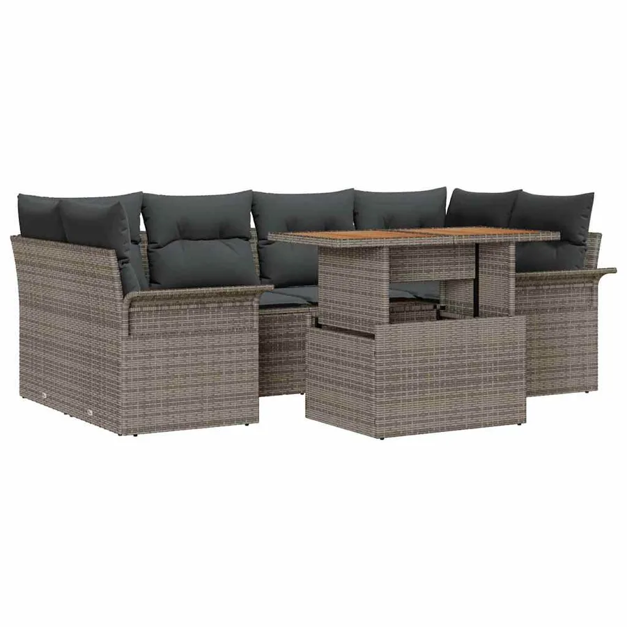 Ensemble de canapé de jardin avec coussin 7 pcs Gris - 2