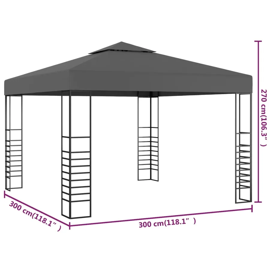 Tonnelle de jardin 3 x 3 m Anthracite - 5