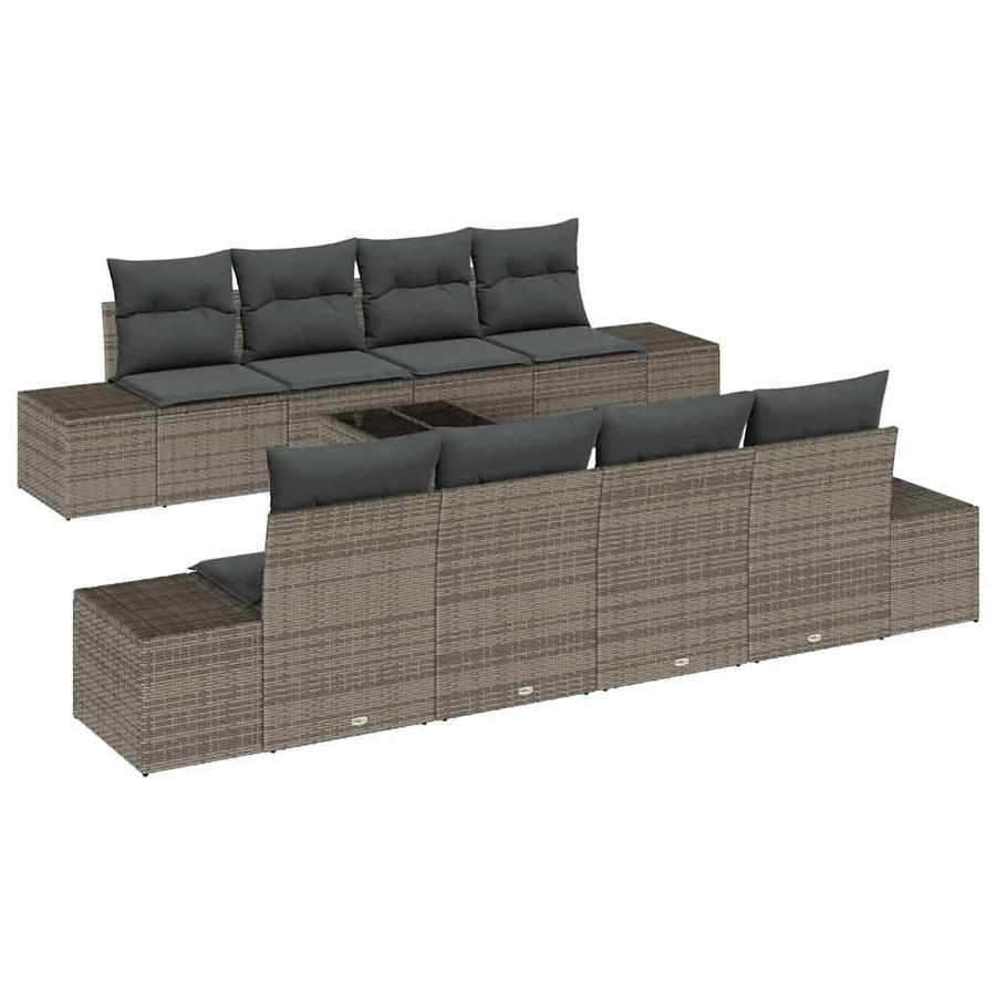 Ensemble de canapé de jardin avec coussin 7 pcs Gris polyrotin - 2