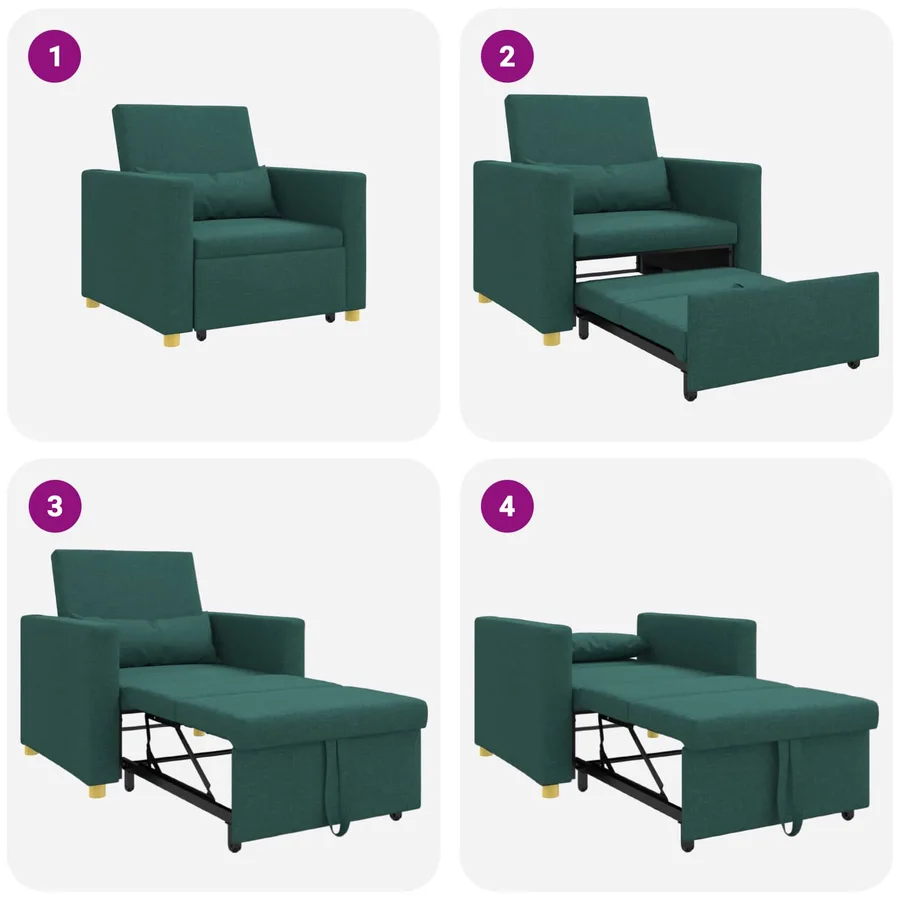 Canapé-lit escamotable simple Vert foncé 90 x 165 x 87 cm tissu - 9