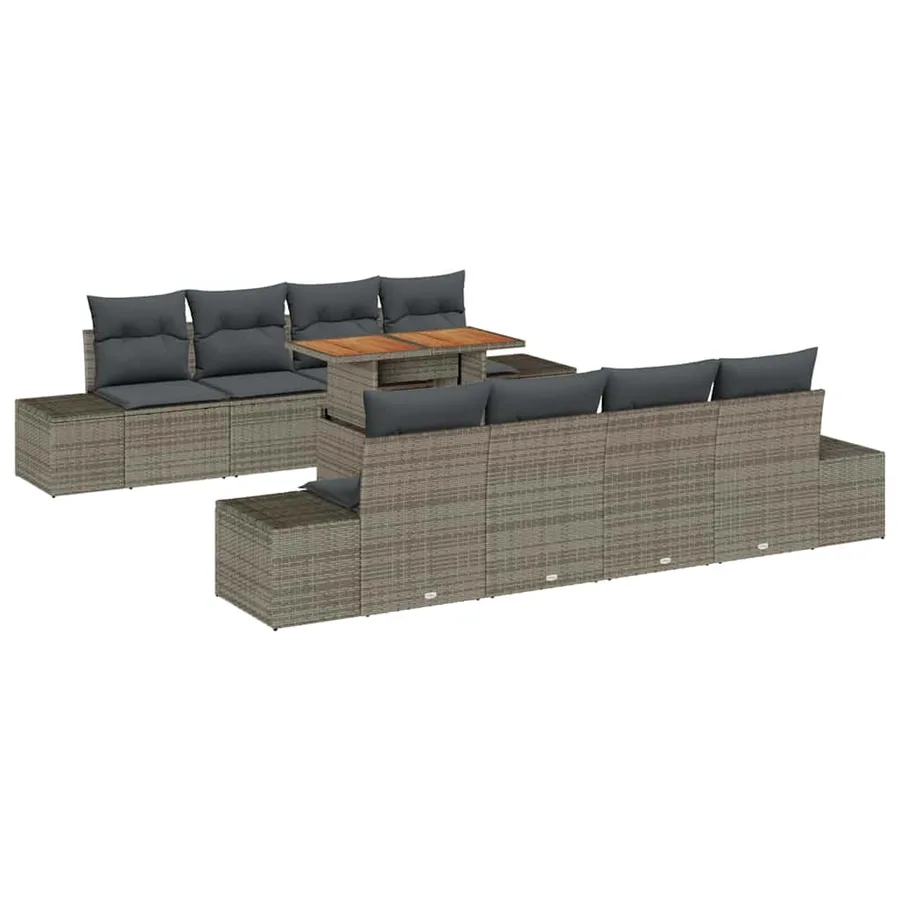 Ensemble de canapé de jardin 9 pc Gris et marron - 2